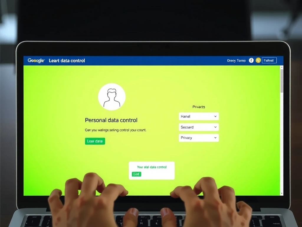 O persoană care utilizează un laptop cu un ecran verde, simbolizând controlul datelor personale