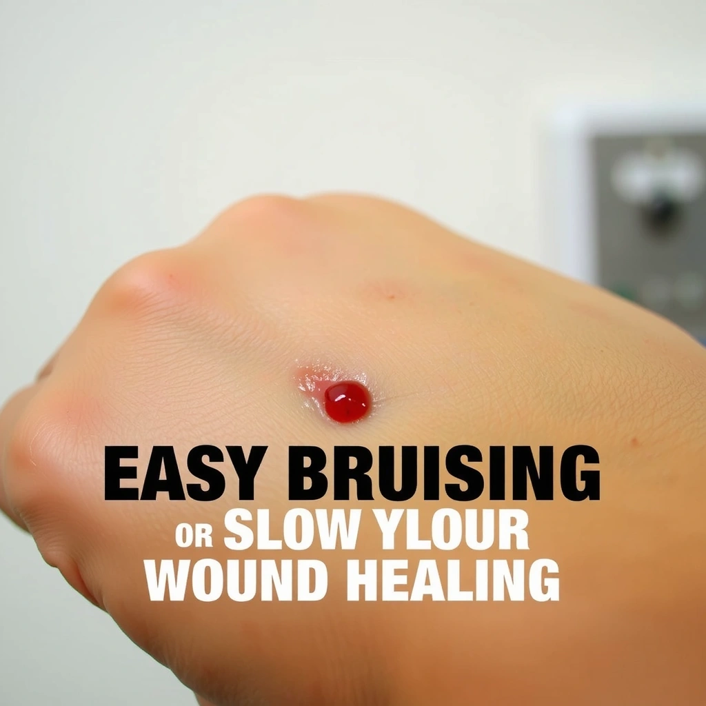 O rană mică pe piele care sângerează ușor, simbolizând sângerări gingivale sau vindecare lentă a rănilor.